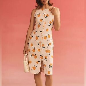 Maeve Cream and Orange Midi Dress